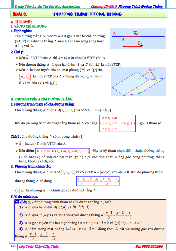 Bài toán phương trình đường thẳng - Diệp Tuân